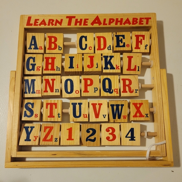 Vintage Learn the Alphabet Wooden ABC Toy Flip Letters Wood Toy - Picture 1 of 4